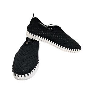 Ilse Jacobsen Hornbaek Black Tulip Perforated Slip On Loafers Sneakers Size 39